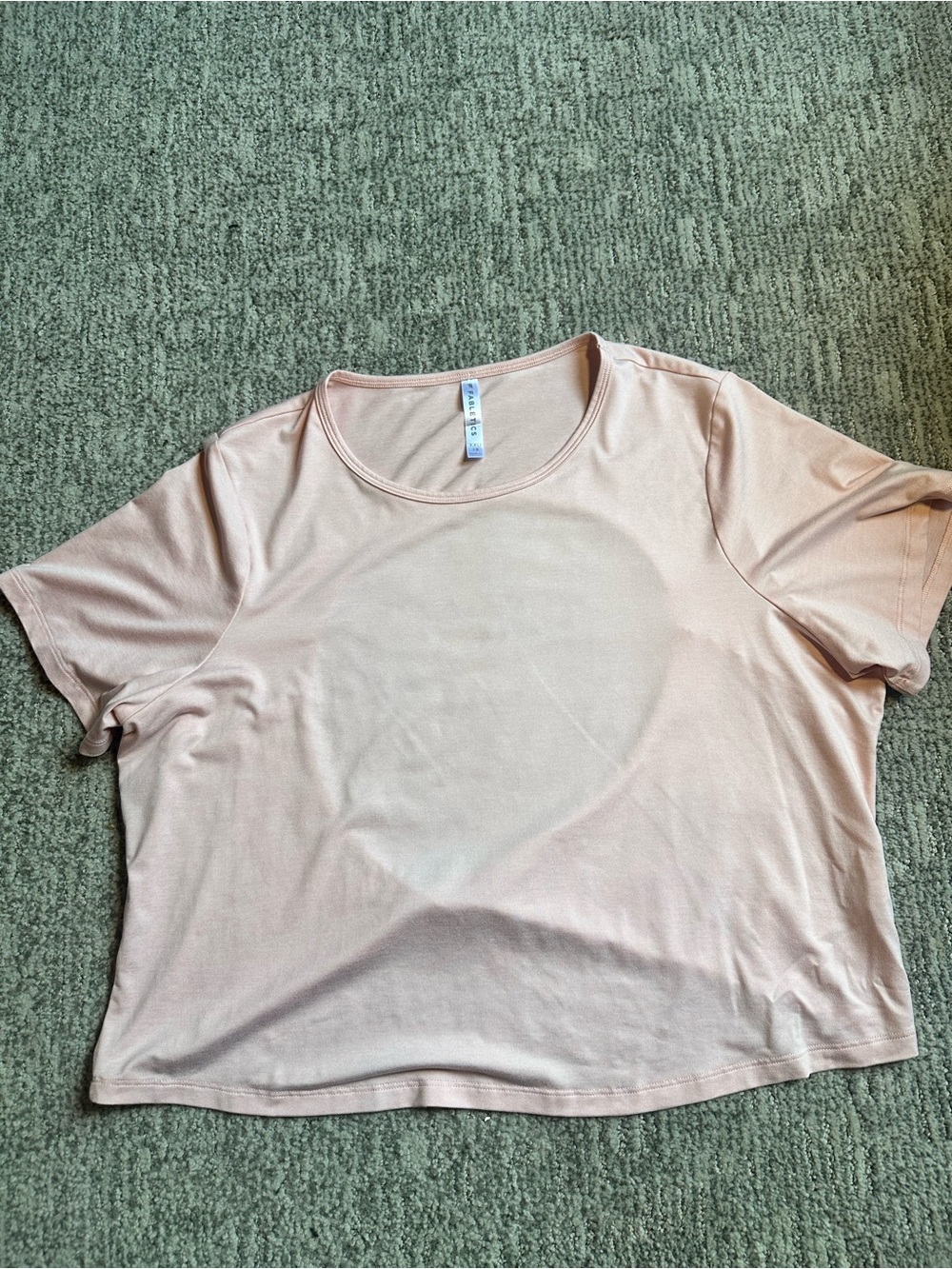 Fabletics Pale Pink Coral Open Back Short Sleeve Tee